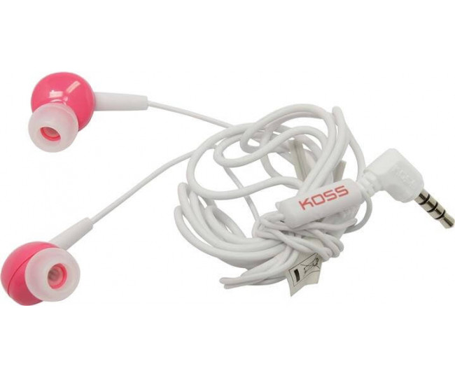 Наушники KOSS KEB6i Pink, Mini jack (3.5 мм), вакуумные, микрофон на проводе, кабель 1.2 м
